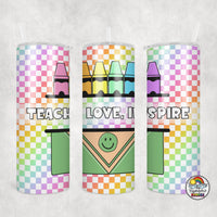 Rainbow Checkered Crayons Tumbler