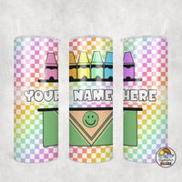 Rainbow Checkered Crayons Tumbler