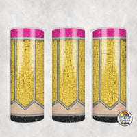 Yellow Crackled Pencil Tumbler