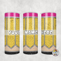 Yellow Crackled Pencil Tumbler