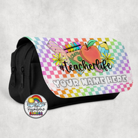 Rainbow Checkered Supplies Large Pencil Bag
