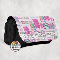 Pink School Supplies Large Pencil Bag