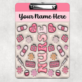 Nurse Pink Puff Clipboard