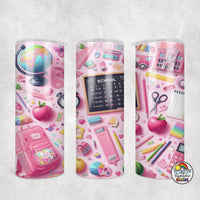 Pink School Supplies Tumbler