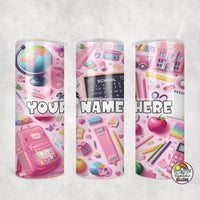 Pink School Supplies Tumbler
