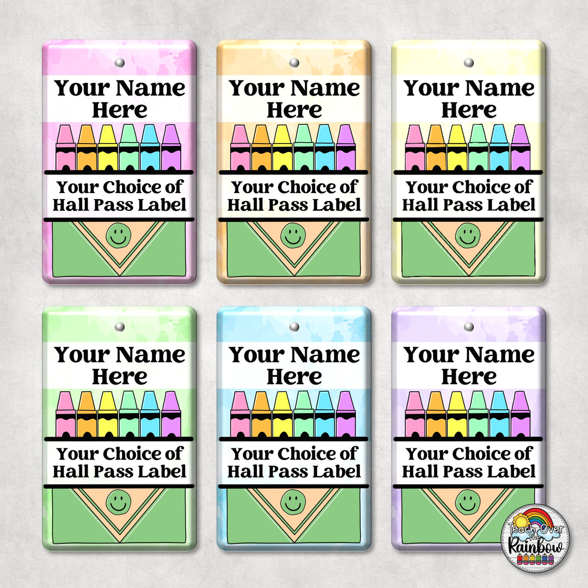 Water Color Crayons-Hall Pass Set| Teach Over the Rainbow