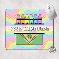 Retro Rainbow Crayons Mouse Pad