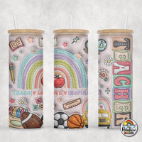 Teacher, Love, Inspire 2 Glass Can