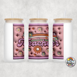 Teacher Retro Glass Can