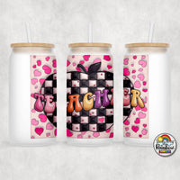 Checker Apple Glass Can