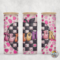 Checker Apple Glass Can