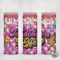 Neon Teacher Glass Can