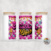 Neon Teacher Glass Can