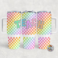 Rainbow Checker TEACH- 40 oz. Cup