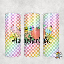 Rainbow Checkered Supplies Tumbler
