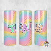 Retro Rainbow TEACH Tumbler