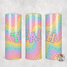 Retro Rainbow TEACH Tumbler