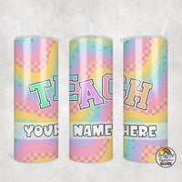 Retro Rainbow TEACH Tumbler