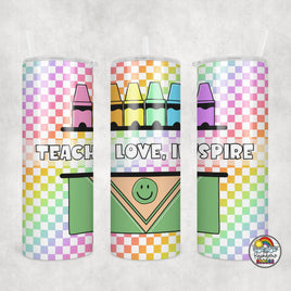 Rainbow Checkered Crayons Tumbler