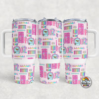 Pink School Supplies- 40 oz. Cup
