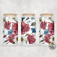 Burgundy Floral Glass Can