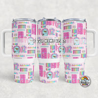 Pink School Supplies- 40 oz. Cup