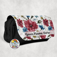 Burgundy Floral Large Pencil Bag