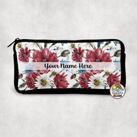 Burgundy Floral Small Pencil Bag