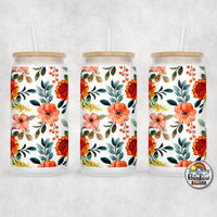 Fall Floral Glass Can