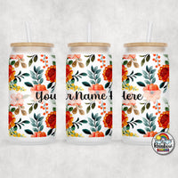 Fall Floral Glass Can