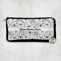 Black & White Floral Small Pencil Bag