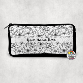 Black & White Floral Small Pencil Bag