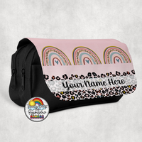 Boho Pink Leopard Large Pencil Bag