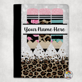 Boho Teal Leopard Pencil Portfolio