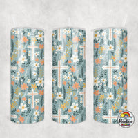 Green Cross Floral Tumbler