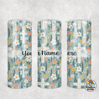 Green Cross Floral Tumbler