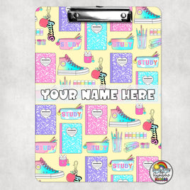 Yellow School Supplies Clipboard