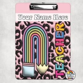 Pink Teacher Pencil Clipboard