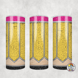 Yellow Crackled Pencil Tumbler