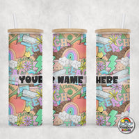 Teacher Things Leopard Glass Can