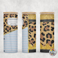 Leopard Glitter Pencil Glass Can