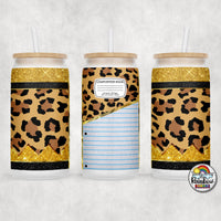 Leopard Glitter Pencil Glass Can