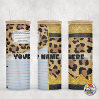 Leopard Glitter Pencil Glass Can