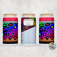 Neon Leopard Pencil Glass Can