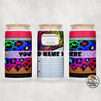 Neon Leopard Pencil Glass Can