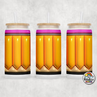 Yellow Puff Pencil Glass Can