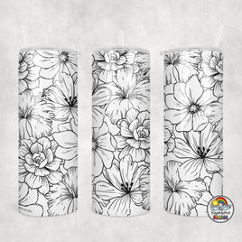 Black & White Floral Tumbler