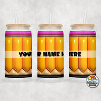 Yellow Puff Pencil Glass Can