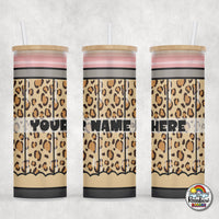 Tan Leopard Glass Can