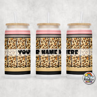 Tan Leopard Glass Can